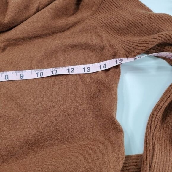 Mak Sweater Shoulder Dress Women Cowl Neck Bodycon Rayon Long Sleeve Rust - Picture 9 of 10